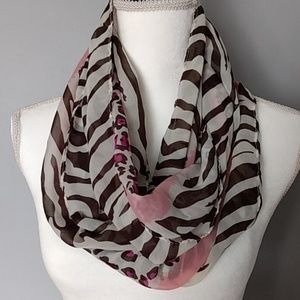 Silk Pink Animal Print Infinity Scarf
